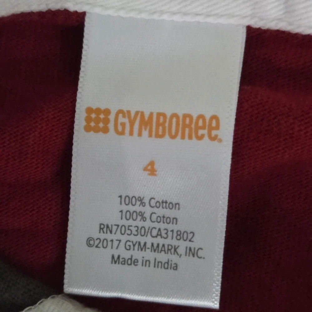 Gymboree Boys Size 4 Classic White Collar Red Gray Stripes Rugby Shirt